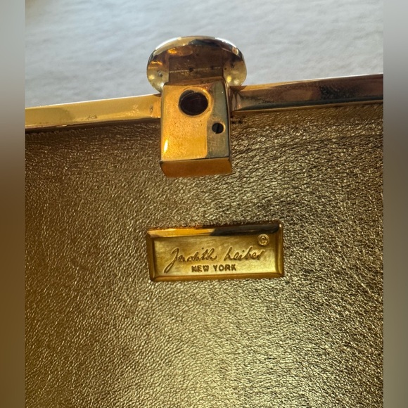 VINTAGE Judith Leiber Gold and Crystal Clutch with Mirror - Picture 9 of 13